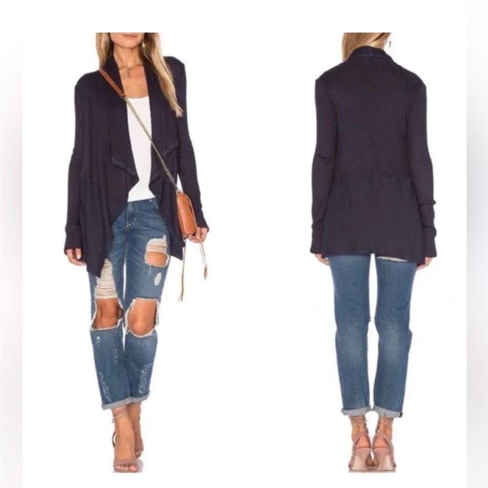 Velvet Graham Spencer Blue Waffle Knit Cardigan Small - Picture 7 of 7